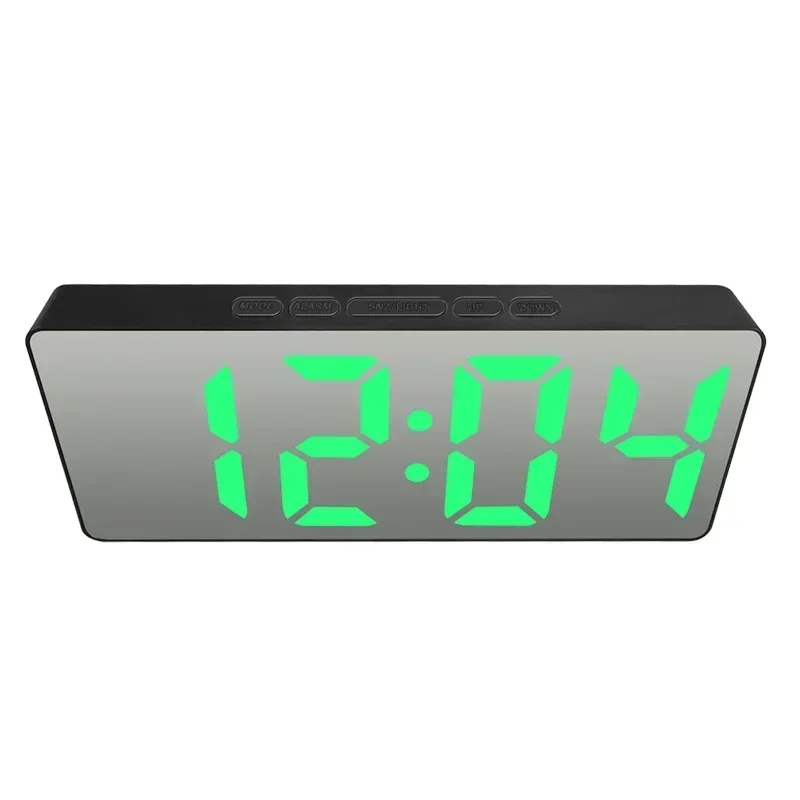 Description Picture 3 of item1pc LED Mirror Digital Clock Bedroom Office Travel Electronic Table Clock Desktop Makeup Mirror Alarm Clock Temperature Function