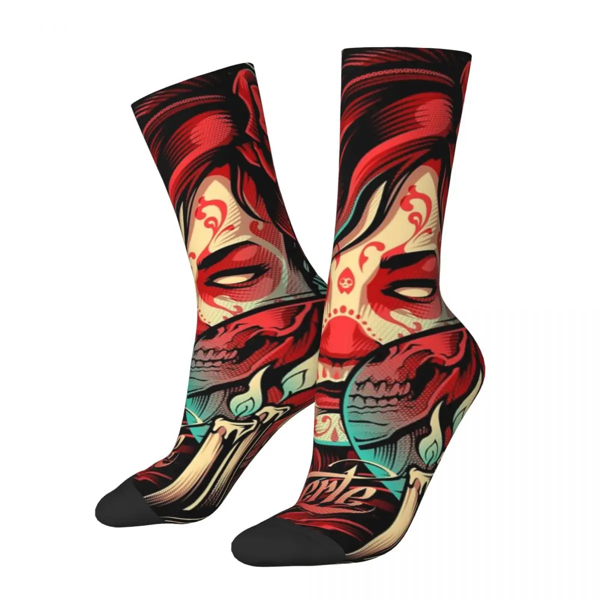 

Funny Happy Men's Compression Socks Sugar Skull Lady Retro Harajuku Tatto Hip Hop Novelty Casual Crew Crazy Sock Gift Printed