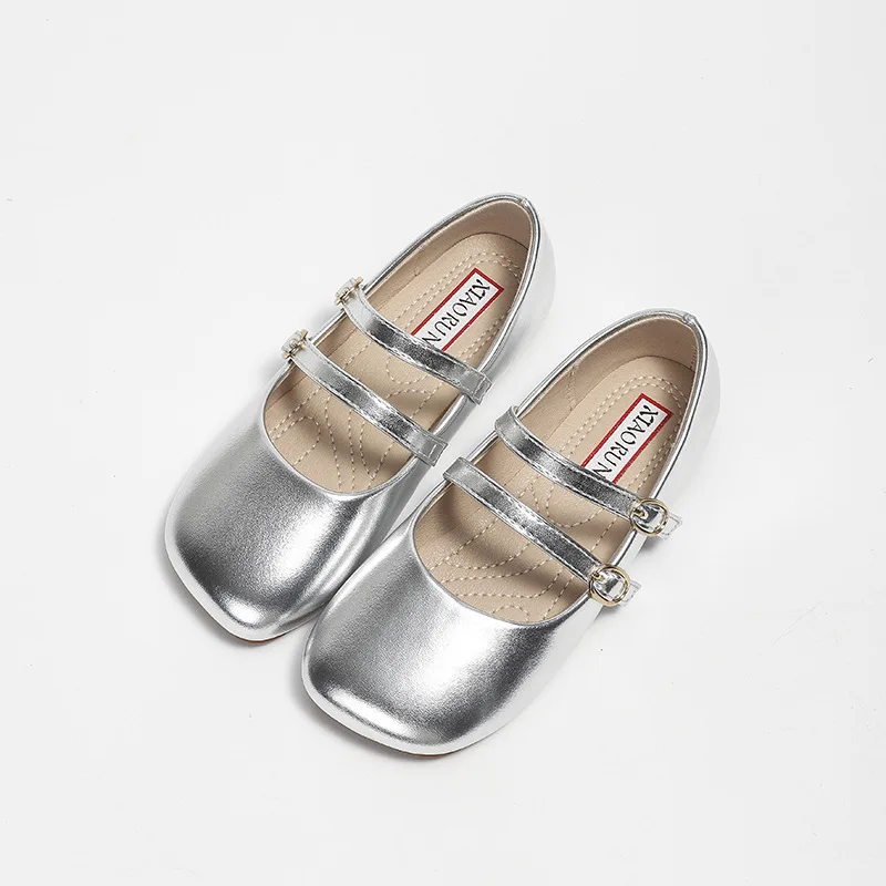 2024 Spring Autumn Korean Children Casual Leather Shoes Fashion Little Girl Soft Comfortable School Princess Birthday Party Shoe 3