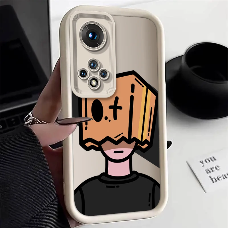 Cartoon Box Man Silicone Square Phone Case