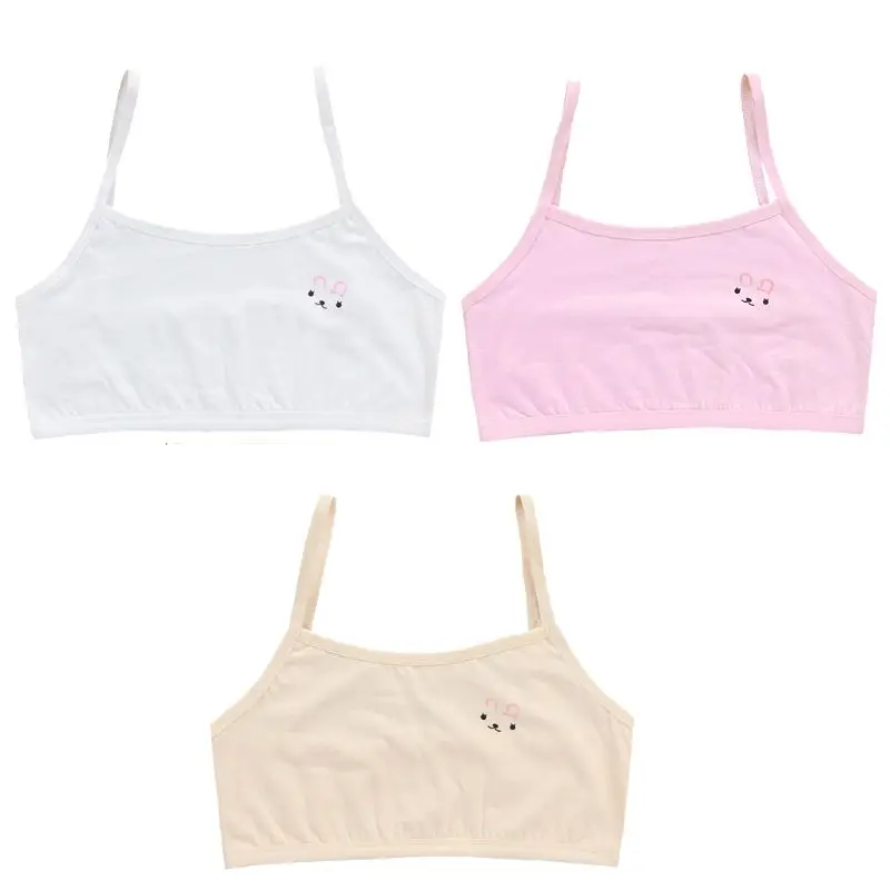 

Teenage Puberty Girls Solid Color Double Layer Underwear Bra Cut