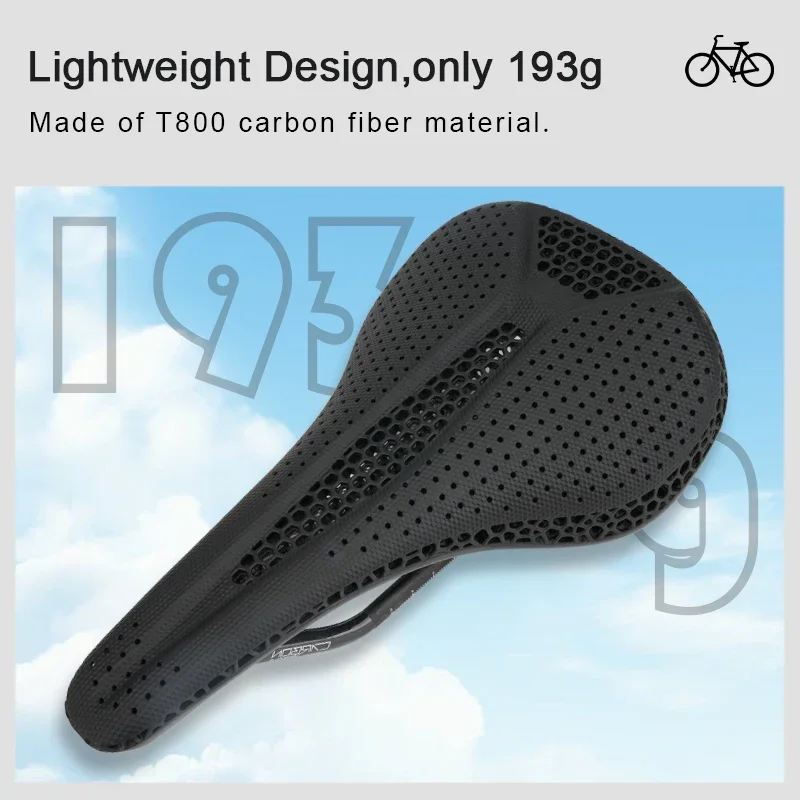RIRO Bicycle Carbon Fiber Saddle Ultra-Light 3D Printing Highway MTB Racing Saddle Bicycle Cushion Seat Accessories
