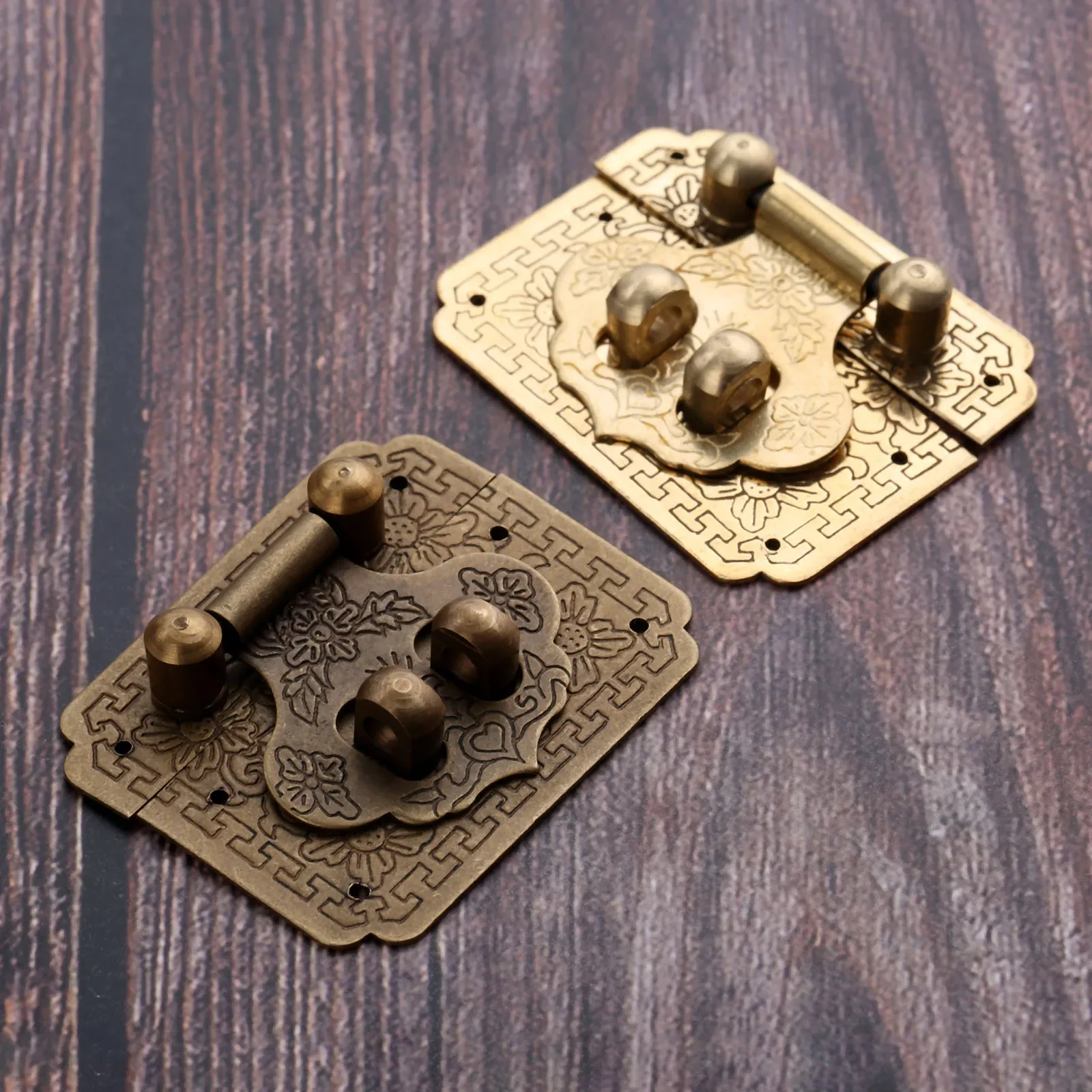 50*40mm Box Latch Antique Bronze Brass Box Suitcase Toggle Latch Buckles Wooden Lock Home DIY Wood Working With 6Pcs Nails