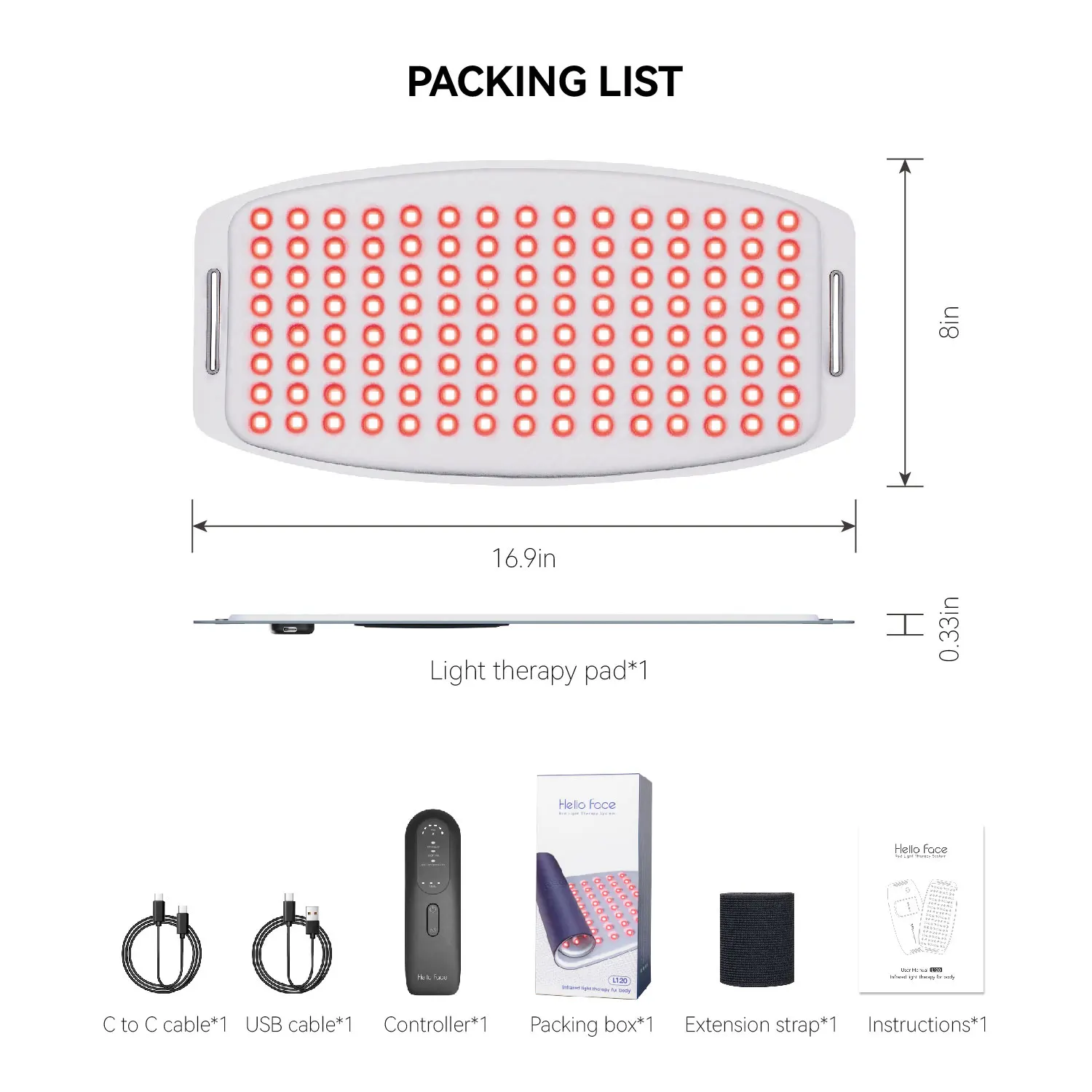 Hello Face Red Infrared Light Therapy Pad 630nm 850nm Led Red Infrared Light Therapy Mat Shoulder Waist Back Pain Relief Belt