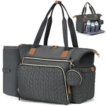 Nuova Borsa Fasciatoio Grande Capacità con Fasciatoio Integrato, Tracolla Regolabile, Porta Ciuccio, Borsa da Viaggio Donna