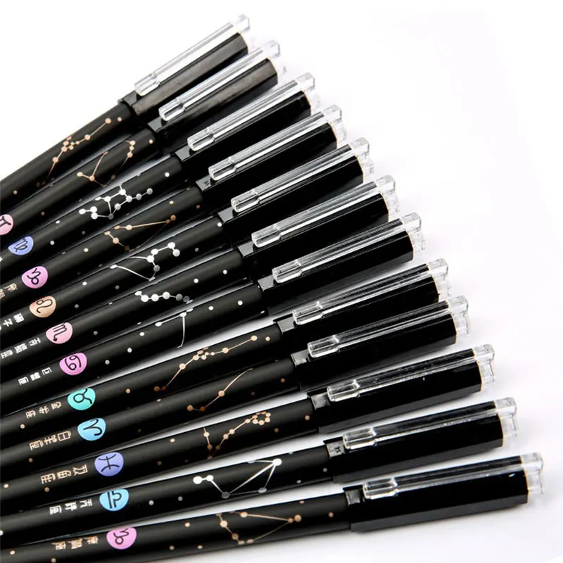 

80Pcs Constellation Erasable Gel Pens 12 Constellation Ballpoint Pens For School Office Writing Tools 0.5 Mm Black Blue Ink