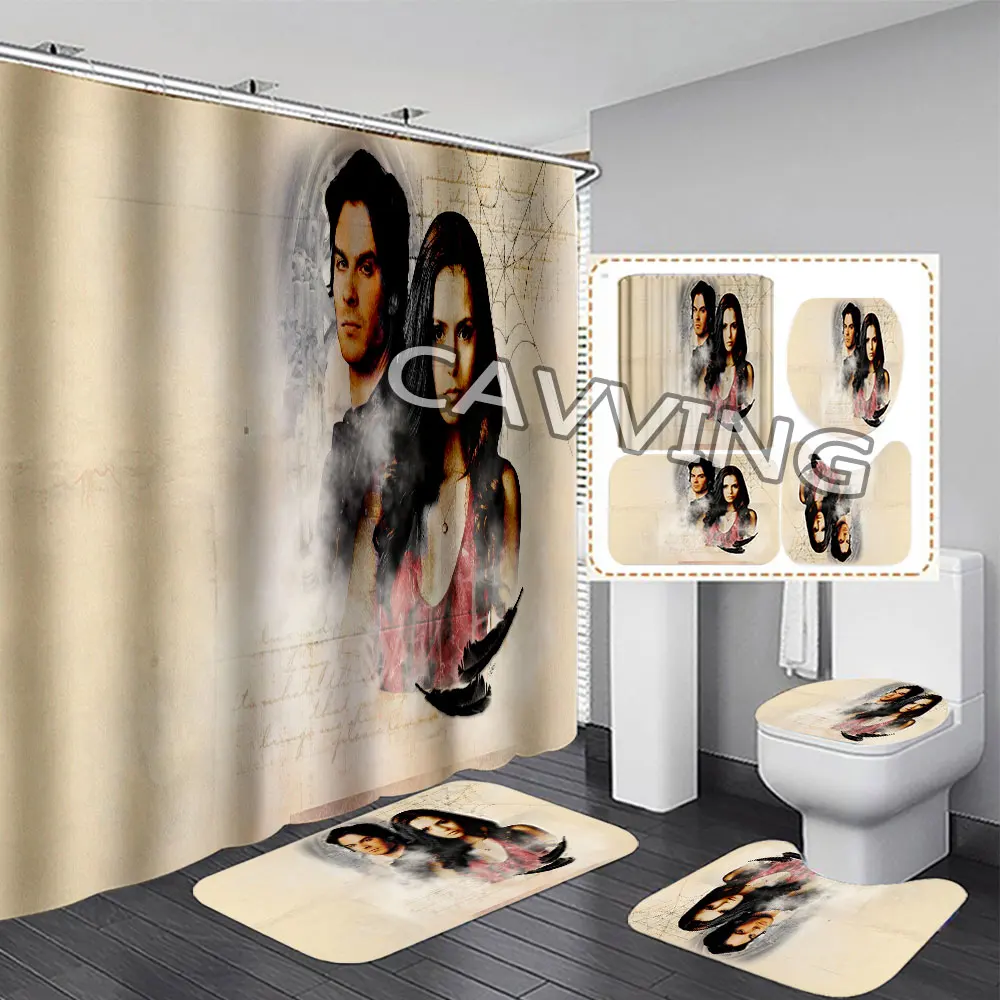 

Nina Dobrev- Elena Gilbert 3D Shower Curtains Waterproof Bathroom Curtain Anti-slip Bath Mats Set Toilet Rugs Carpets J02