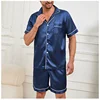Couleur unie vêtements de nuit soie Satin Pyjamas Couple ensemble à manches courtes Pyjamas costume Pijama femmes hommes vêtements de détente grande taille Pj ensemble
