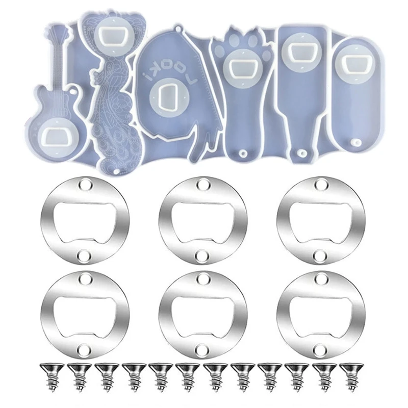 Bottle Opener Epoxy Resin Mold Beer Opener Corkscrew Silicone Mould Crafts Jewelry Keychain Making Tools
