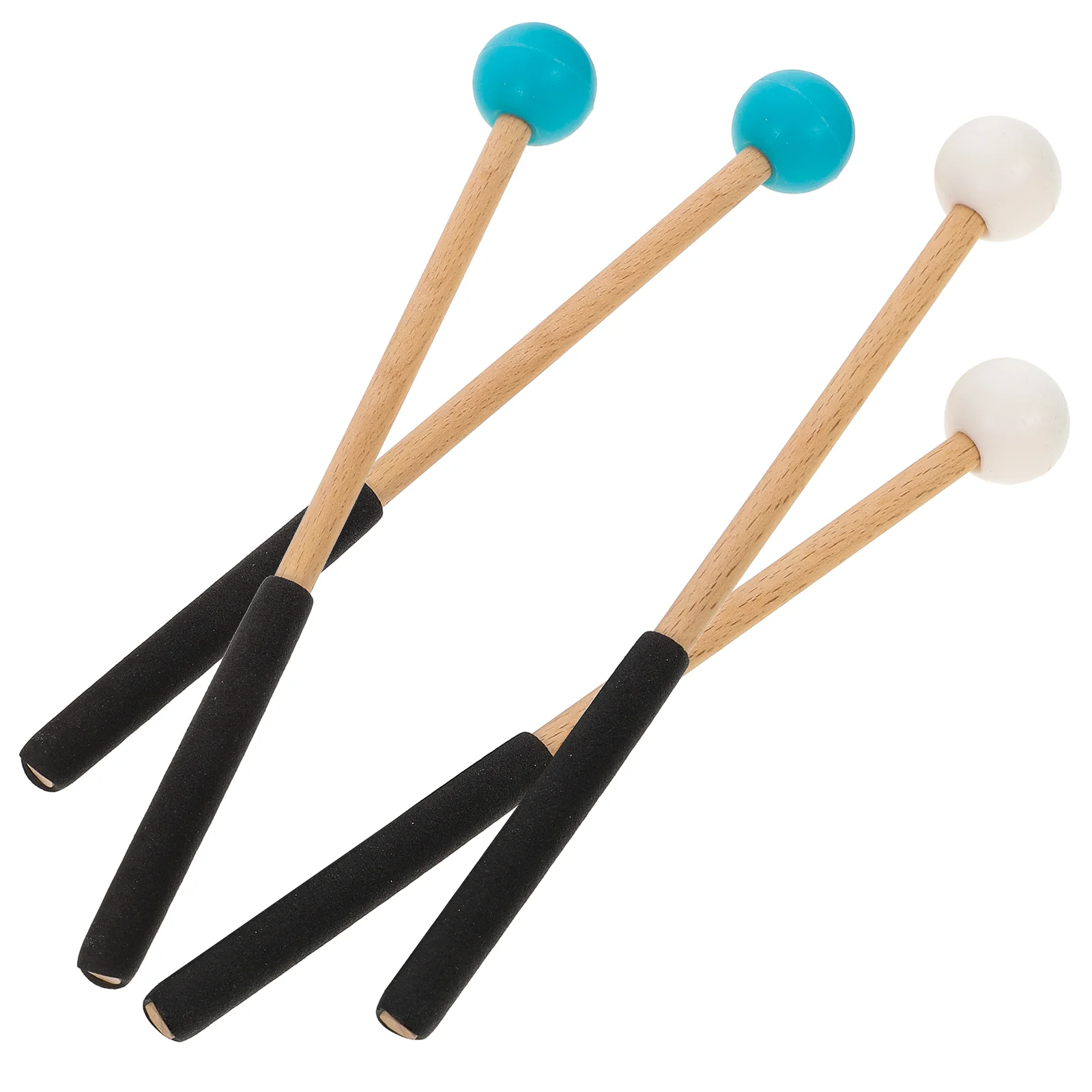 

2 Pairs Drumstick Student Use Portable Mallet Rubber Performance Drumsticks