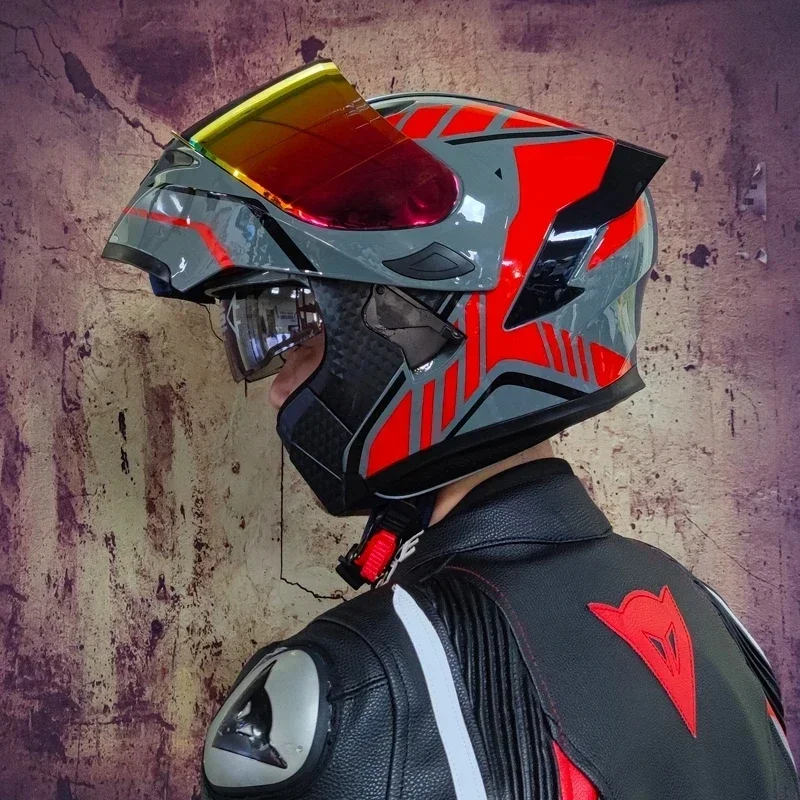

Motocycle Helmet Unisex Electric Car Helmet Moto Motorbike Helmets Full Face Racing Helmet Dual Visors DOT Approved