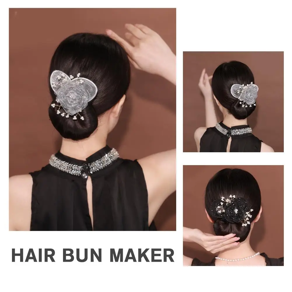 

Hair Bun Maker Floral Design Dotted Bun Maker Exquisite Bun Maker For Long Hair Women Girl Mesh Hair Styleing Accessories M7A8