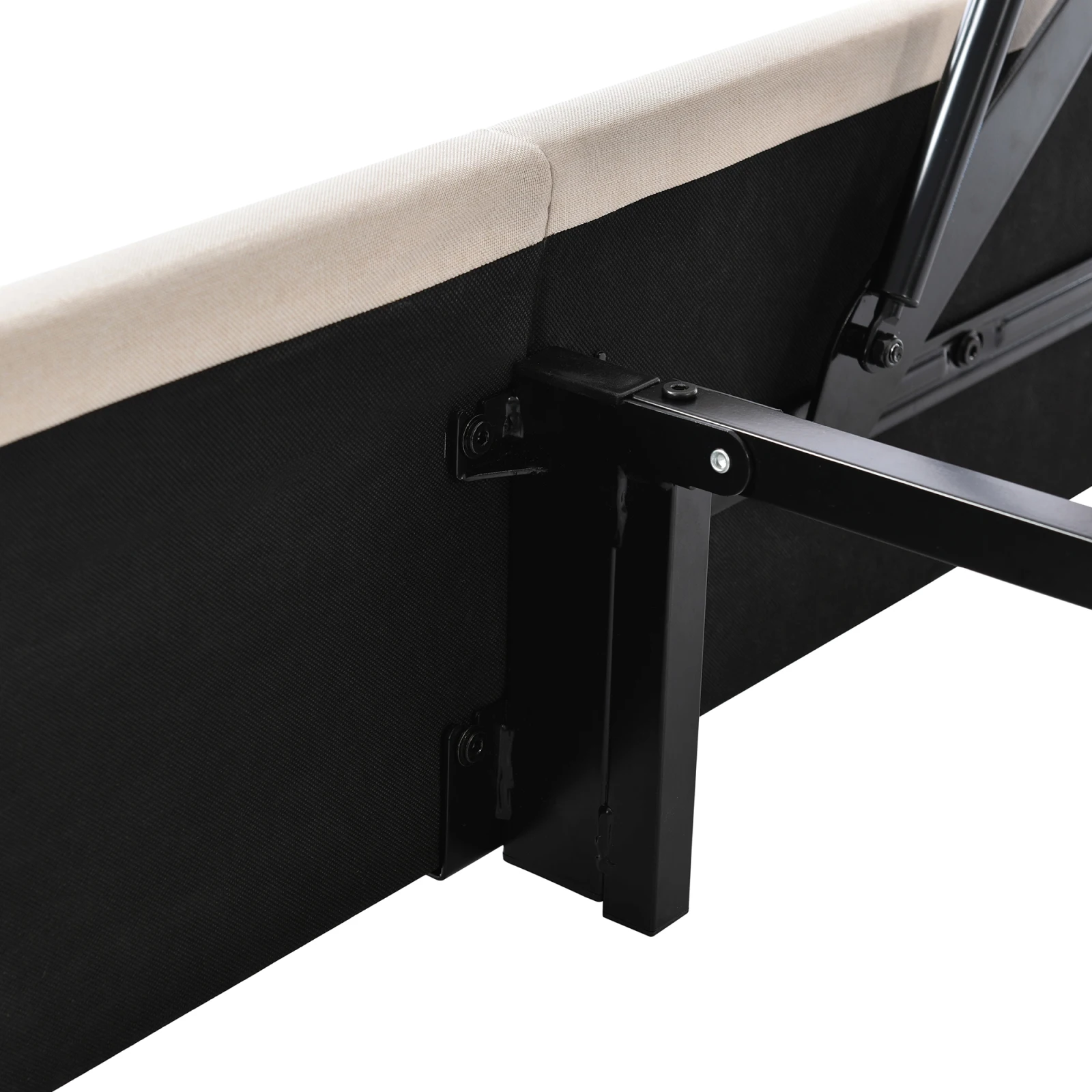 Rosahqnda Doppelbett mit hydraulischem Stauraumsystem, großem Stauraum, gepolstertem Kopfteil aus Leinen, modern und beliebt, für Jugendliche – Detail 14