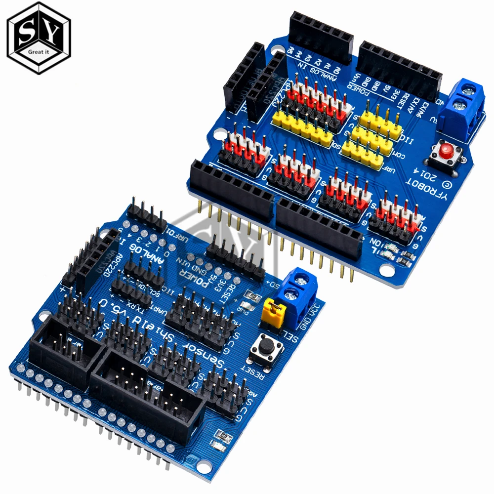 2x UNO R3 V5 Sensor Shield – Expansieboard Voor Arduino UNO R3, Met VCC/GND/output Poorten, Geschikt Voor Sensoren, Servo’s En Robotica