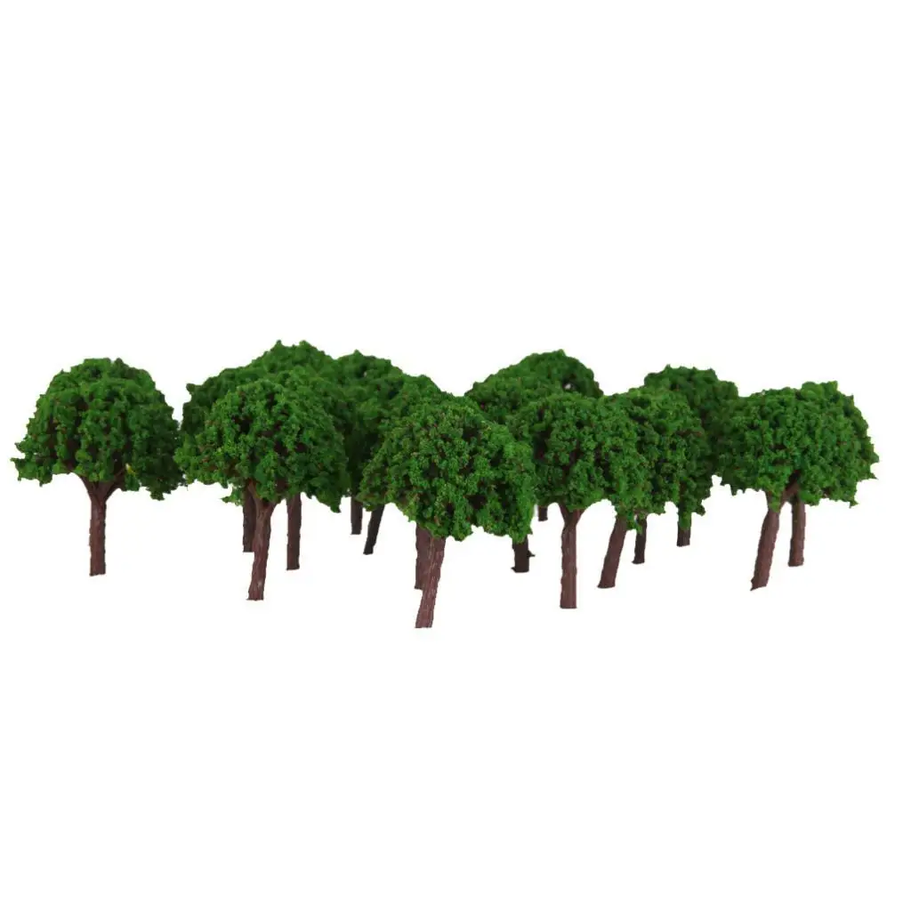 MagiDeal 50Pcs Plastic 3cm Scenery Landscape Train Model Trees Light Green for Street House Park Garden Layout Classroom Decor