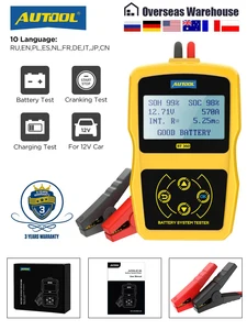 Тестер аккумуляторной батареи AUTOOL BT360, 12 В, цифровой автомобильный диагностический тестер для аккумулятора, анализатор, инструмент для заря...