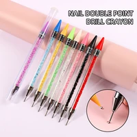 1PC Dual Heads Acrylic Metal Dotting Wax Pen Nail Brush Rhinestones Crystal Picking Nail Studs Dotter DIY Point Drill Nail Tools 1