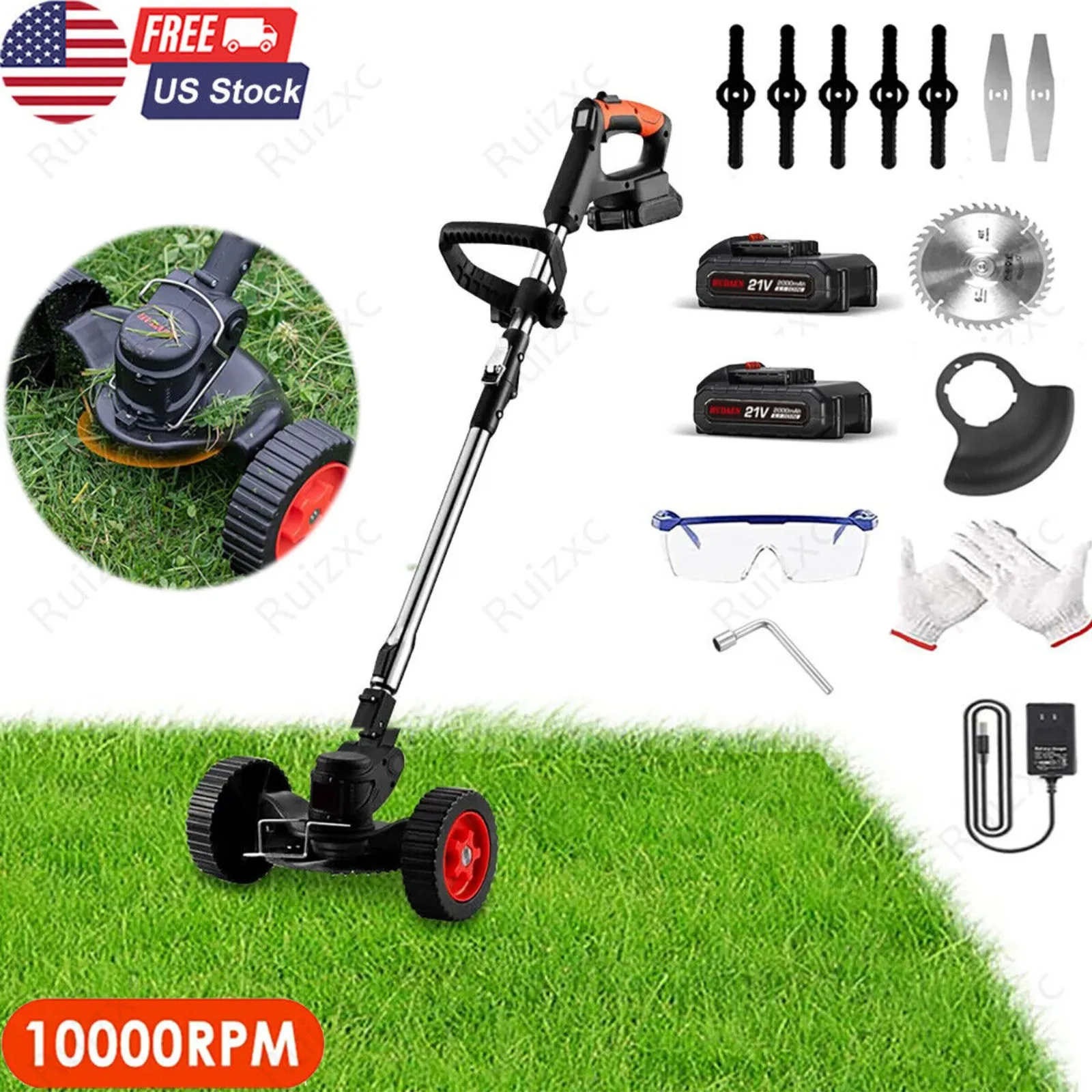 

Free shipping US Cordless Electric Weed Lawn Eater Edger Yard Grass String Trimmer Cutter mower