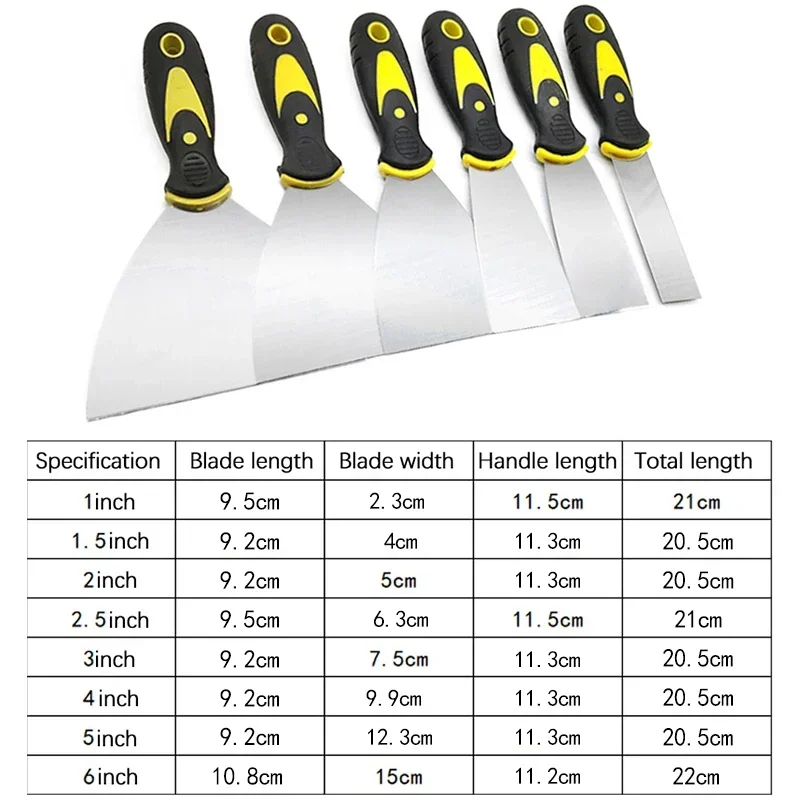 Putty Knife Scraper Drywall Spatula Paint Scraper Stainless Steel Putty Knife Filling Spatula Wallpaper Stripper Wood Handle Paint Tool Plaster Shovel Construction Tool