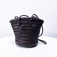 Drawstring Bucket Composite Bags For Women Luxury Designer Handbags  Purses 2024 New In Fashion PU Weave Large Capacity Shoulder 1