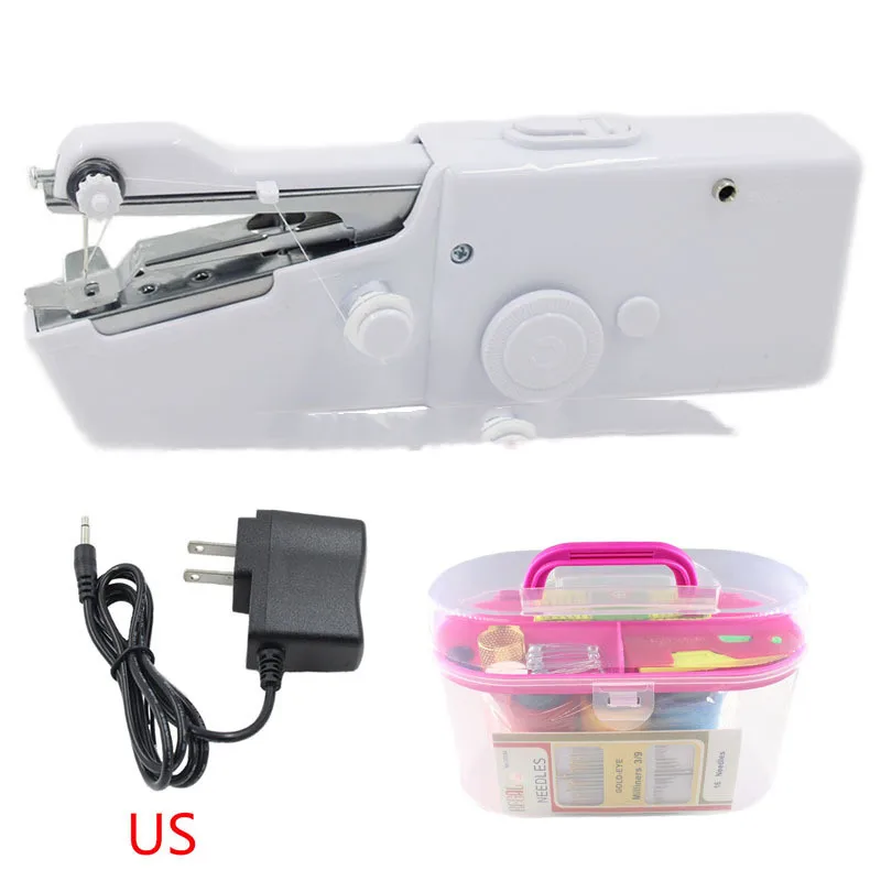 Portable Electric Sewing Machine Set Mini Household Handy Stitch  Stitch Sew Needlework Clothes Handheld Electric Sewing Machine 2