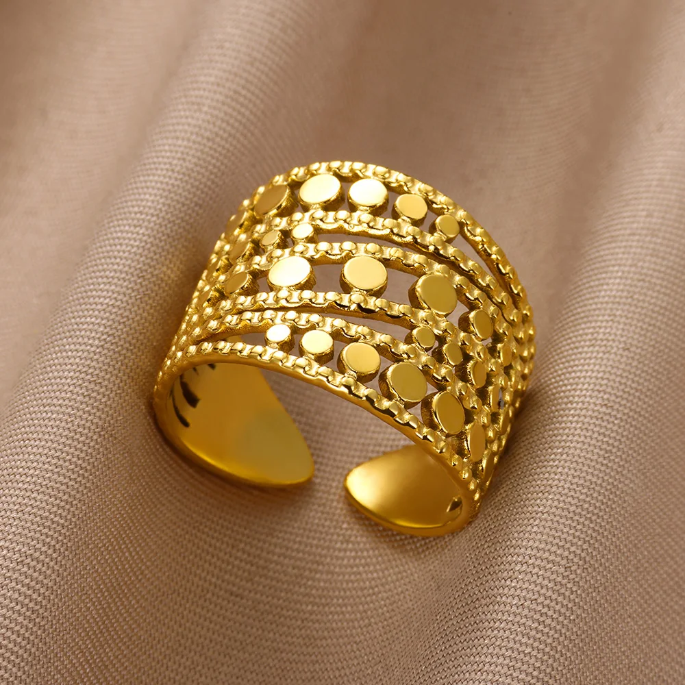 Minimalist Multilayer Hollow Stainless Steel Open Rings for Women