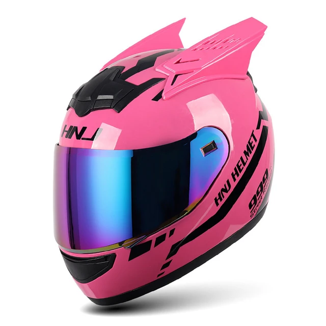 Acheter Capacete Casque Moto Moto Casque intégral femmes Moto oreille  casques personnalité Moto Casque chat oreille Casque Motocross