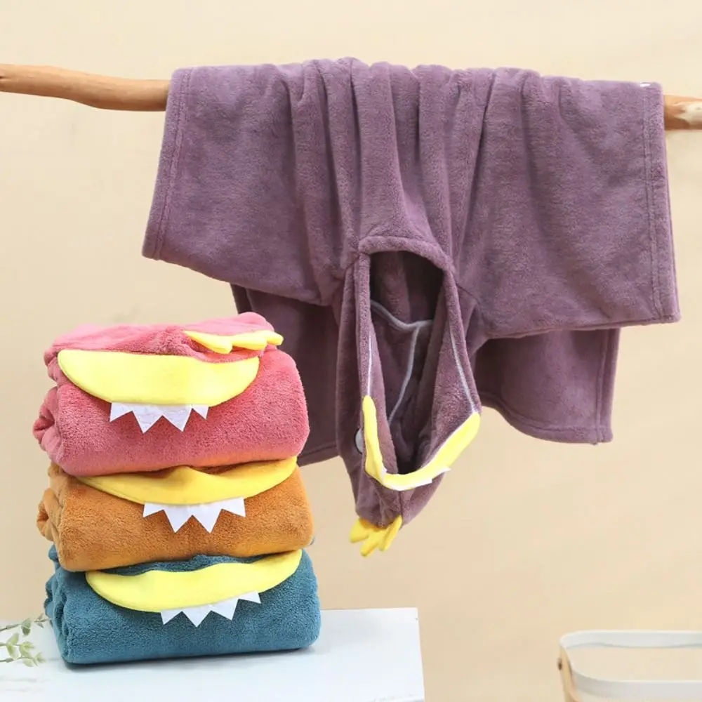 Multipurpose Cartoon Baby Bath Towel Quick-Drying Coral Velvet Hooded Bathrobe Soft with Hat Cartoon Cloak Towel Children
