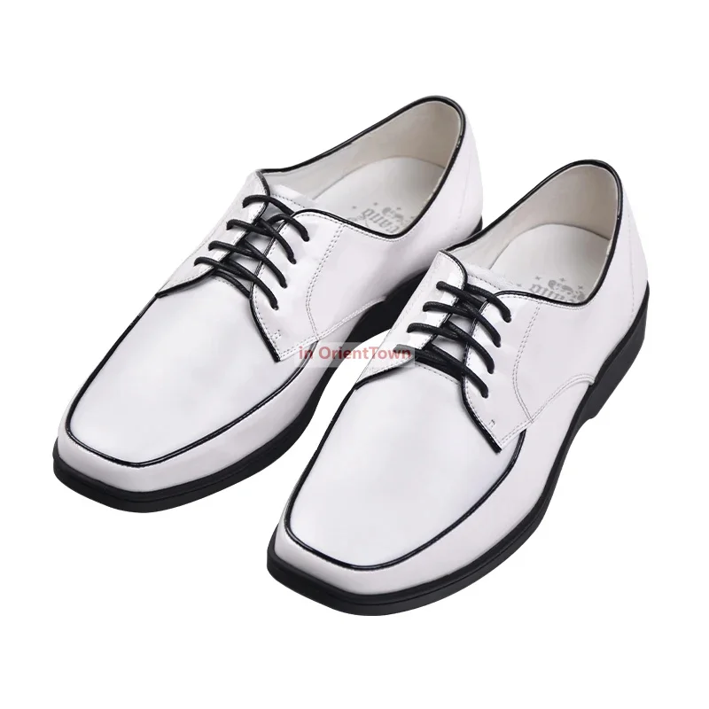 Europe Trend Black Dancer Shoe Popping Hip Hop Dance Suede Patent Genuine Leather Shoes Locking Poppin Performance Shoes White 2