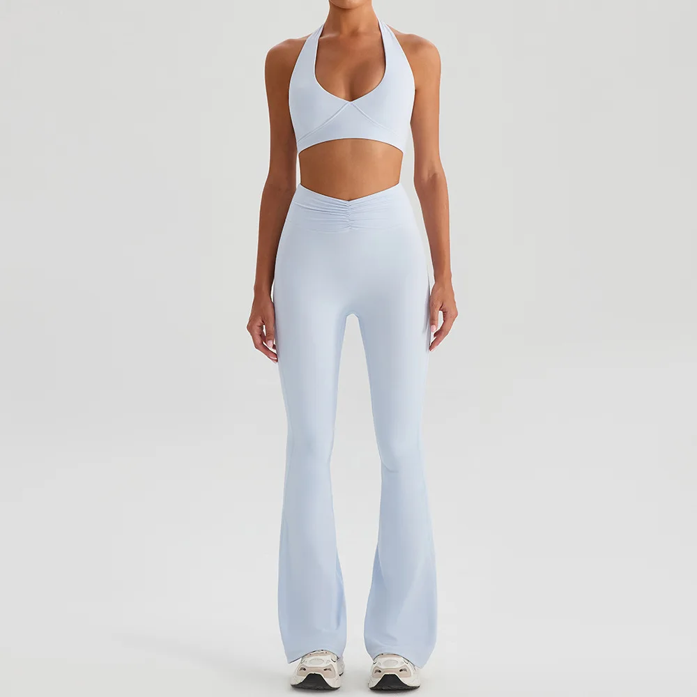 Yoga Suit Gym Fitness Set Sports Bra Flared Trousers Suit Sports Tracksuit Women Workout Clothes Sportswear Female Athletic Wear 3
