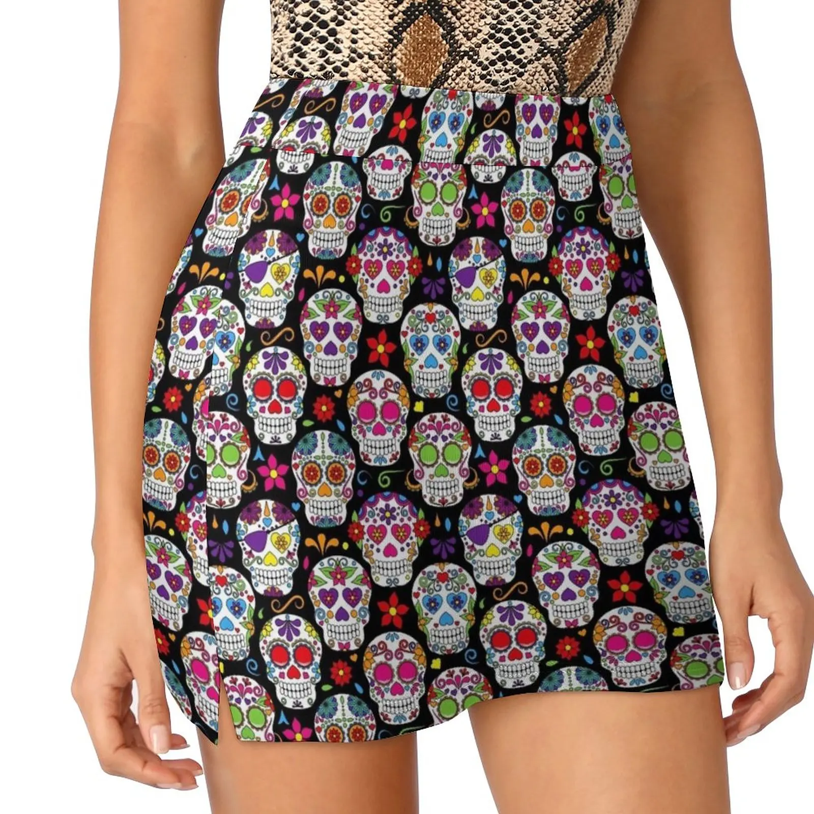 brightly colored sugar skulls on a black background Light Proof Trouser Skirt kawaii clothes Female clothing 1000pcs black separated joined empty capsules gelatin capsules hollow colored medicine powder capsules standard size 00