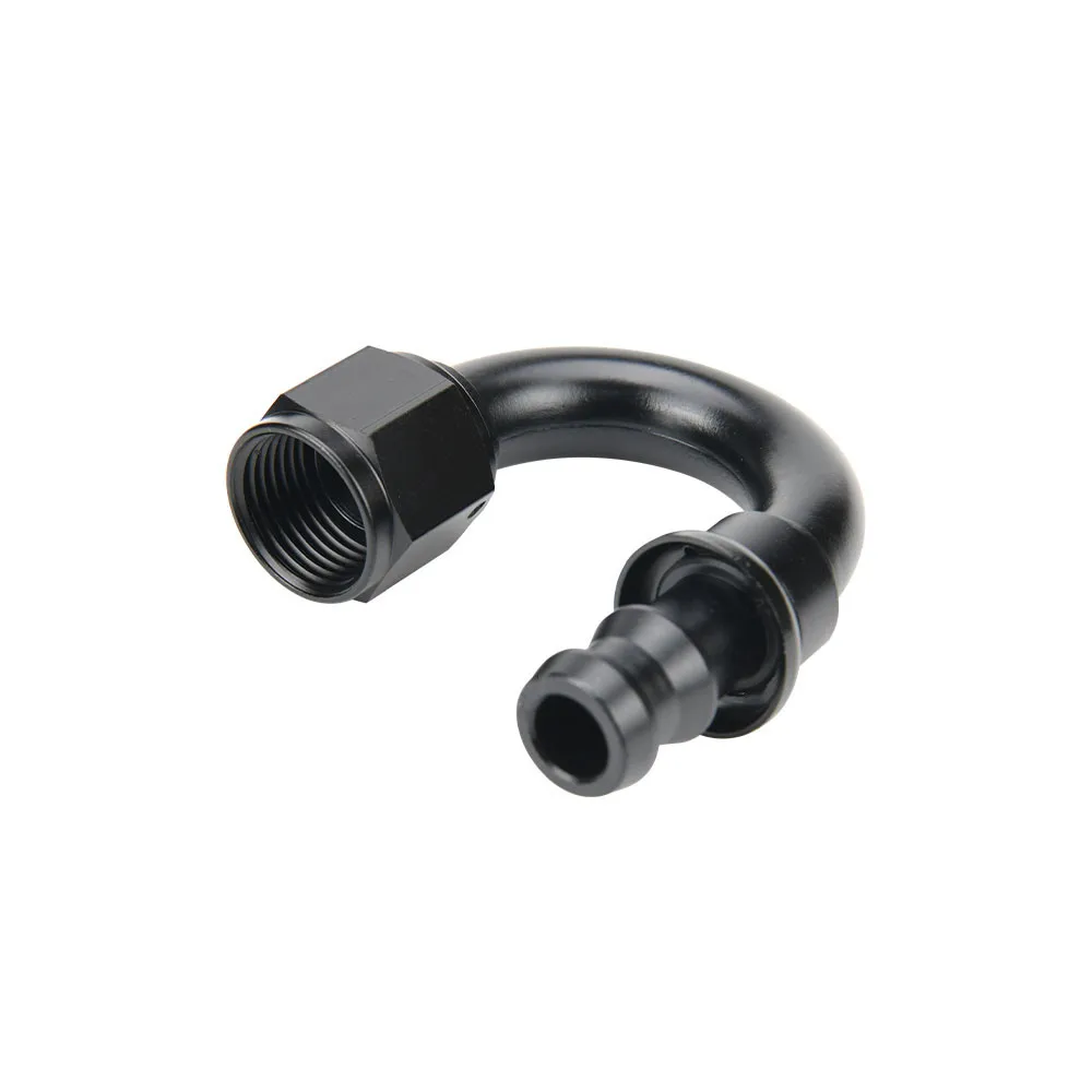 Hose Fitting Adapter Push-on Barb Hose Fitting End AN4 AN6 AN8 AN10 AN12 0 45 90 180 Degree For Rubber Fuel Line Oil Fuel Cooler Kit Hose Adapter
