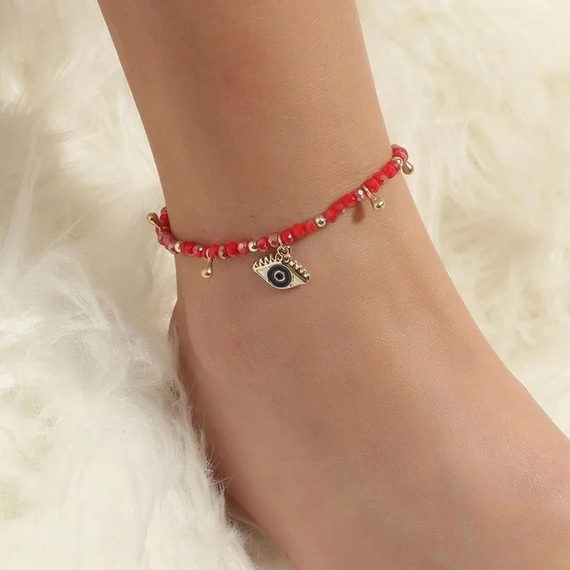 2022 Black White Red Mixex Color Beaded Anklets For Women