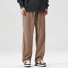 OUSSYU Brand Autumn Winter Men's Stripe Corduroy Pants Elastic Waist Drawstring Straight Thick Outdoors Loose Casual Trousers 3