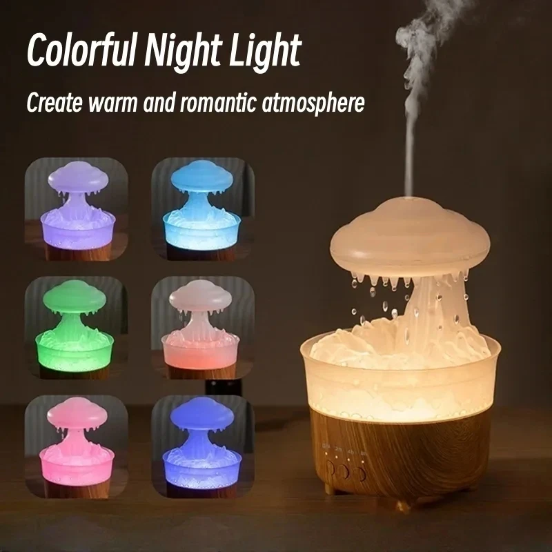 

2023 Rain Cloud Night Light Humidifier With Raining Water Drop Sound And 7 Color Led Light Essential Oil Diffuser Aromatherapy