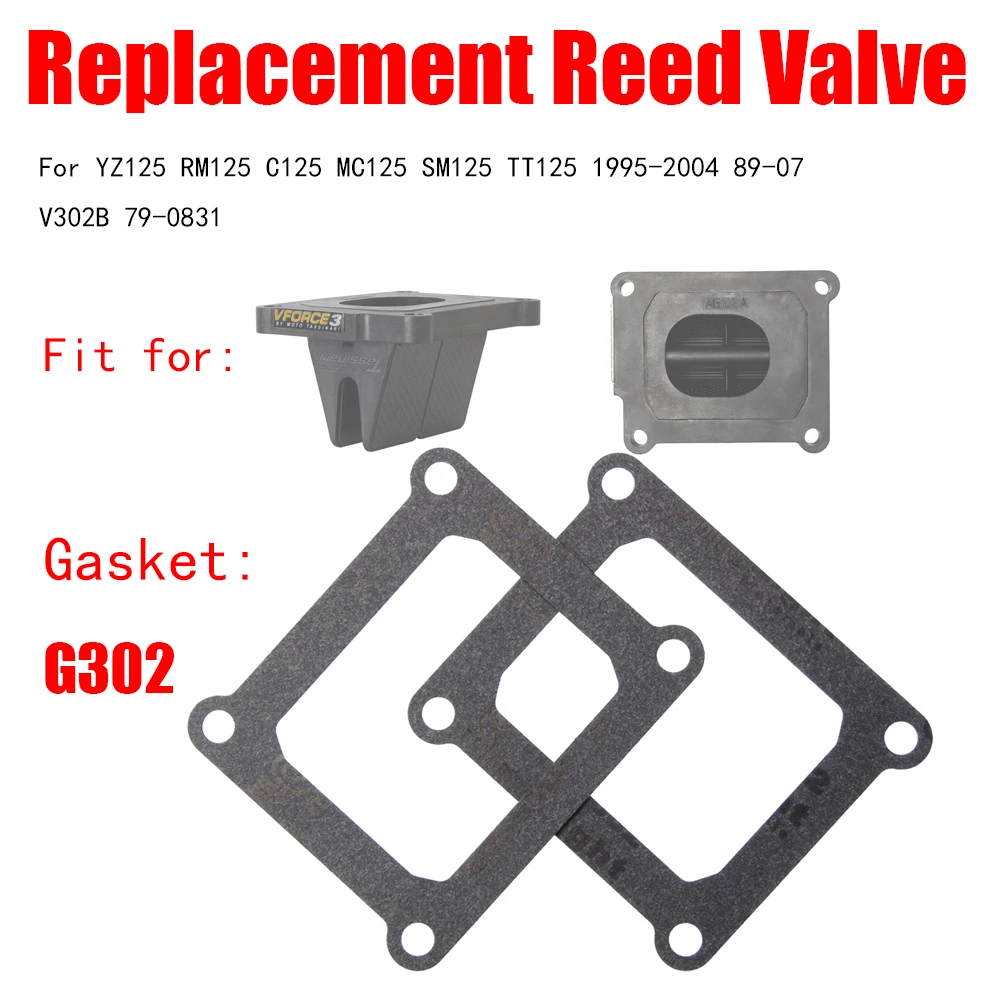 2PCS/1PCS Gasket G302 Replacement Reed Valve Vforce V382S-A For YZ125 RM125 C125 MC125 SM125 TT125 1995-2004 89-07 V302B 79-0831 vforce v4145 reed valve for vforce 4 yamaha blaster atv v4145 yfs200 and dt 200r