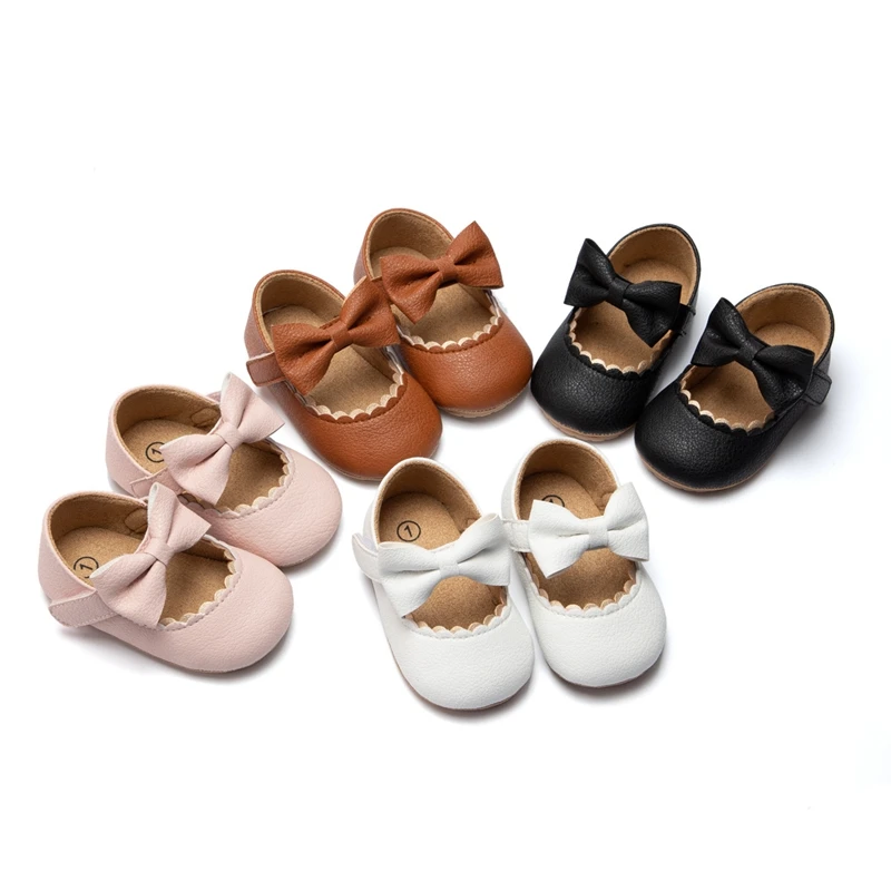 Baby Shoes Infant Baby Girls Soft Sole Bowknot Princess Wedding Dress Flats Prewalker Newborn Light Baby Sneaker Shoes