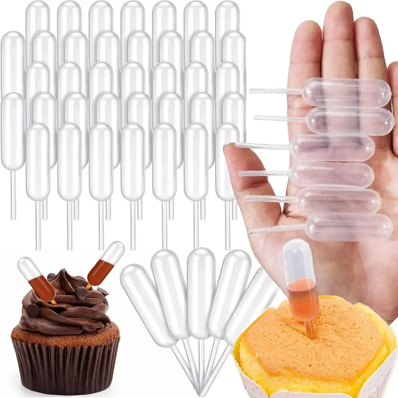 Disposable dropper 50-200Pcs 4ml Mini Dropper for Cupcake Sauce Squeeze Transfer Pipettes Dessert Stuffed Cake Decor