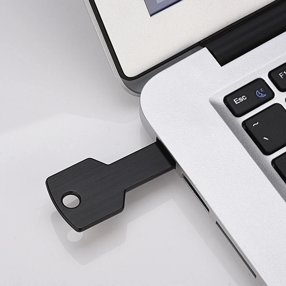 Metal Key Shape USB Flash Drive 64GB Black Silver Stick Real Capacity Storage Devices High Speed