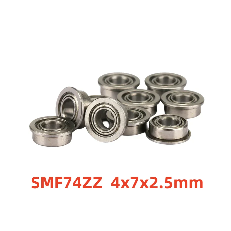 50pcs 스테인레스 스틸 플랜지 베어링 SMF74ZZ 4x7x2.5mm 소형 플랜지..