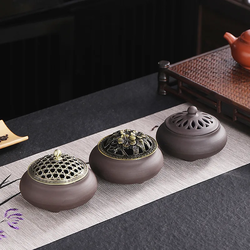 Tripod Sandalwood Stove Household Plate Aromatherapy Tower Burners Line Base Ceramic Indoor Incense Ornament_voghion.com