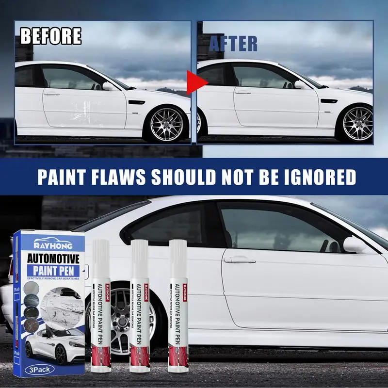 Car Touch Up Paint Pen Automotive Waterproof Paint Scratch Repair Black White Universal Vehicle