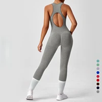 One Piece Gym Set Workout Clothes for Women Yoga Set Jumpsuit Zipper Sports Fitness Clothing Leggings Romper 1pc Active Wear - Image 2