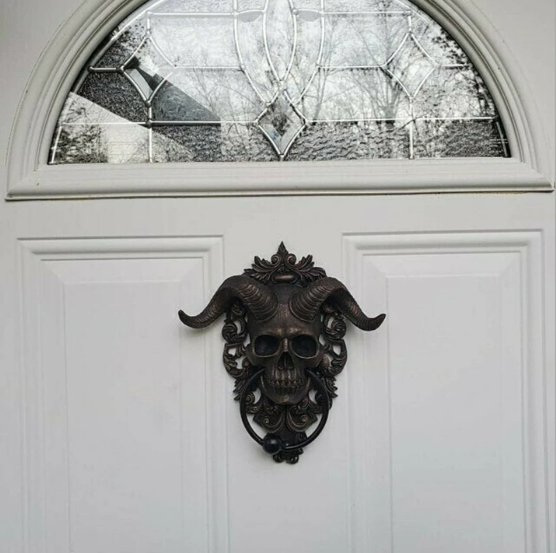 Description Picture 6 of itemModern Art Door Ring Hell Demon Horned Skull Hanging Door Knocker-heavy Duty Gothic Door Knocker-perfect Home Decoration Knocker