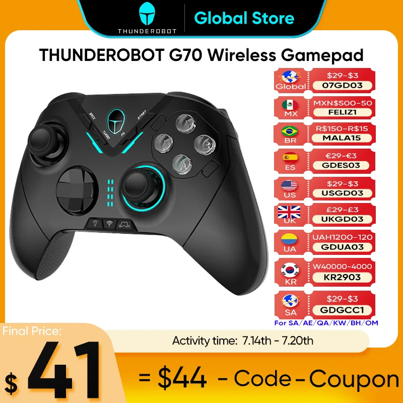 

THUNDEROBOT G70 Wireless Gamepad Vibration RGB Controle Bluetooth ALPS Joystick Switch Kontroller for Switch Windows PC STEAM TV