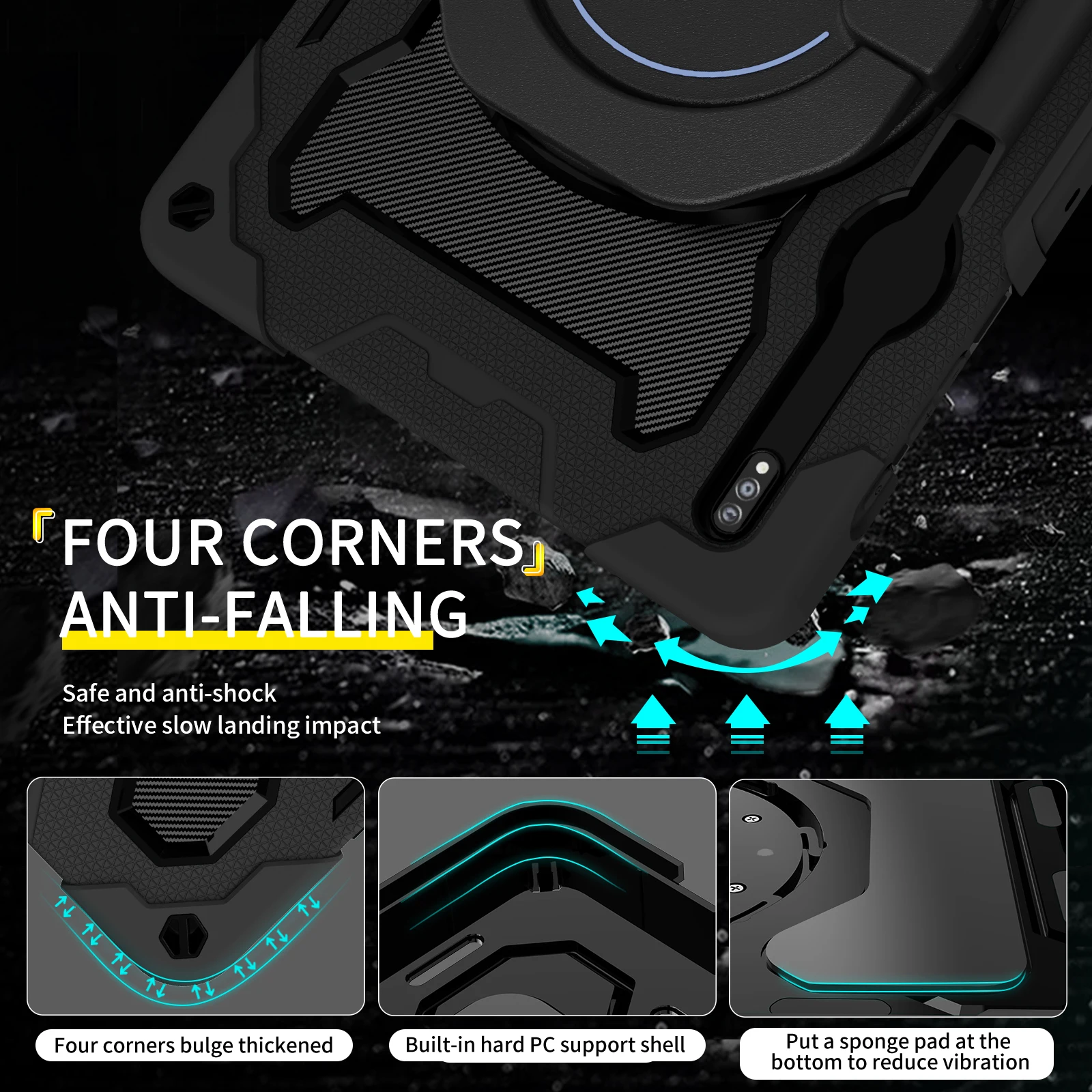 Capa de Armadura Giratória para Crianças Capa para Samsung Galaxy Tab s7 s8 s9 Plus fe Ultra Sm-t970 T730 X800 X900 X810 X610 X910 - Imagem 4