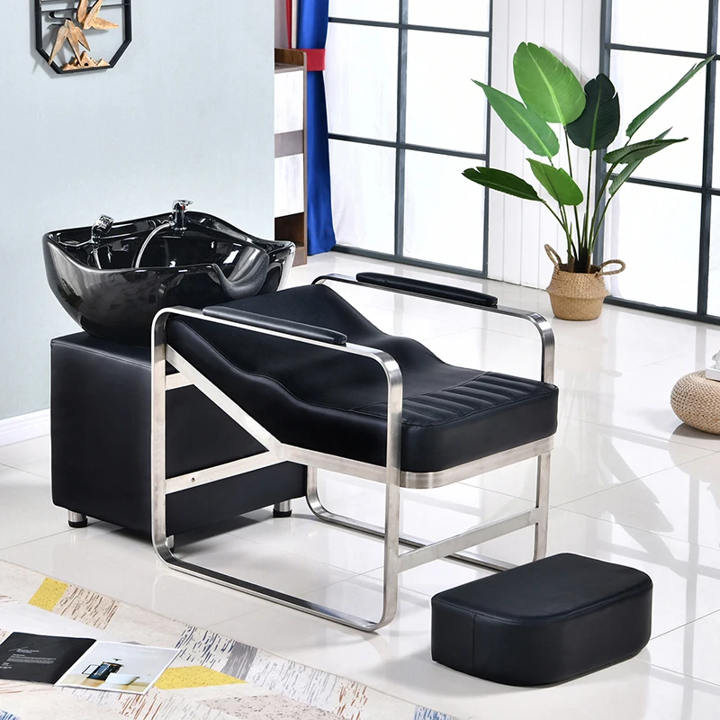 Equipment Barber Shampoo Bed Luxury Lounge Adjust Stylist Shampoo Bed Massage Adult Silla Peluqueria Salon Furniture BL50SD