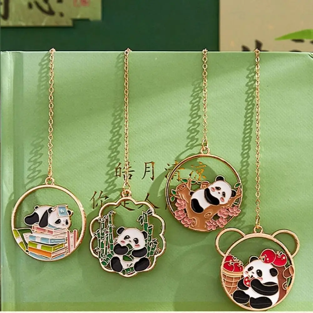 

Cute Metal Panda Bookmark Creative Chinese Style Painted Book Holder Tassel Pendant Kids Stationery School Office Supplies