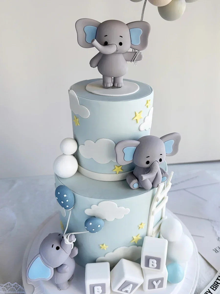 Gender Teatgender Neutral Elephant Cake Topper For Baby Shower & Birthday  Party