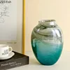 Dark Green Seawater Ripple Glass Vase Hydroponic Flower Pots Desk Decoration Artificial Flower Decorative Floral Arrangement 4